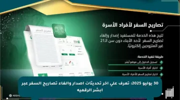 30 يوليو 2025: تعرف على آخر تحديثات إصدار وإلغاء تصاريح السفر عبر أبشر الرقمية
